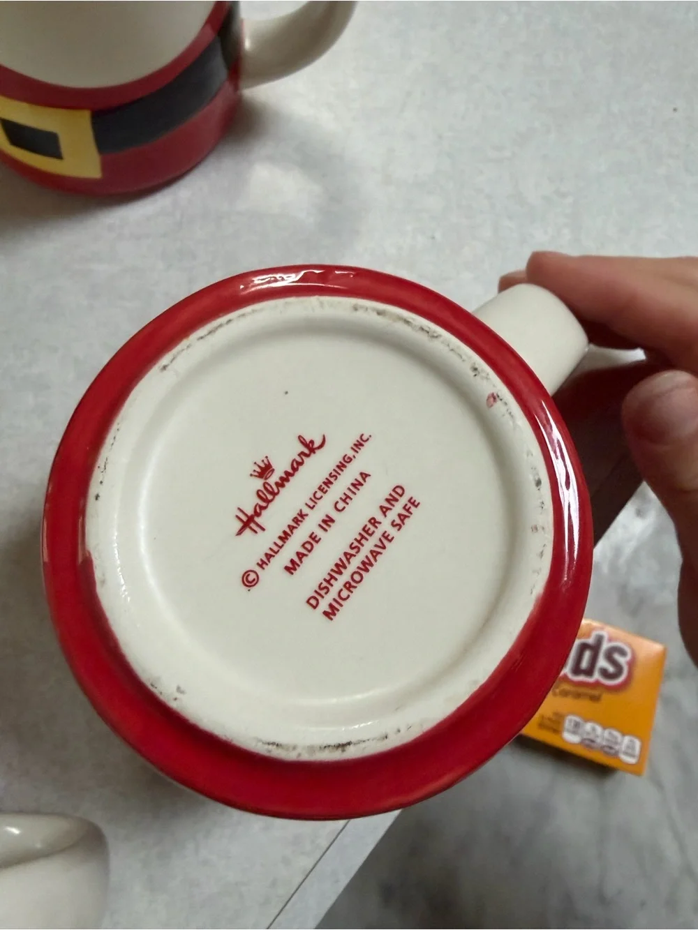 Hallmark Red and White Santa Stackable Ceramic Mugs Set